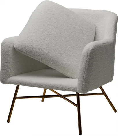 Кресло SHEEP NINI-01 Белый, teddy / золотой каркас М-City