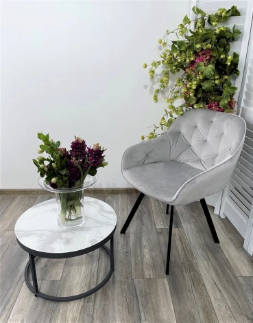 Стул GALE 360 град. поворот. BLUVEL-03 LIGHT GREY, велюр/ черный каркас, М-City