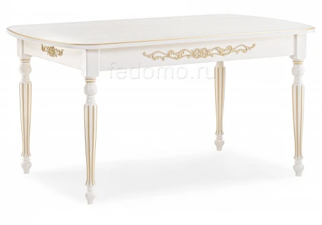 Стол Woodville Бевье молочный / золото 483900