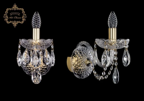 Бра Art Classic 10.11 10.11.1.165.XL.Gd.Sp (220V, хрусталь, подвески, подсвечник, свеча)