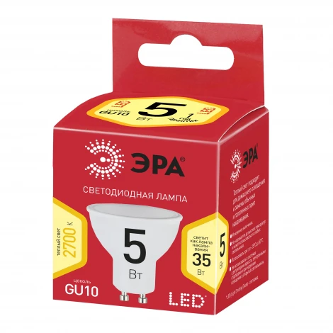 Лампочка светодиодная GU10 5W ЭРА LED MR16-5W-827-GU10 R