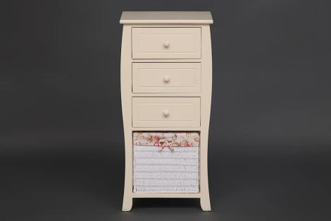 Тумба с корзиной и 3 ящиками Secret De Maison ARC 3 (mod. HX16-828 S ) butter white (слоновая кость) (дерево павловния, мдф)