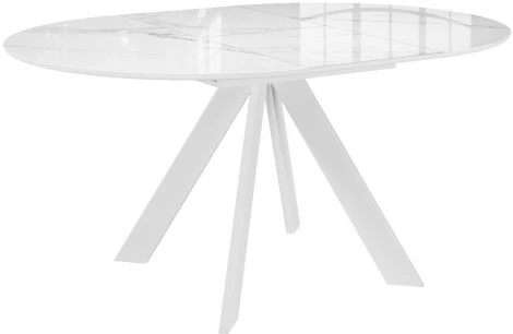 Стол DikLine SFC110 d1100 стекло Оптивайт Белый мрамор/подстолье белое/опоры белые 00-00070097