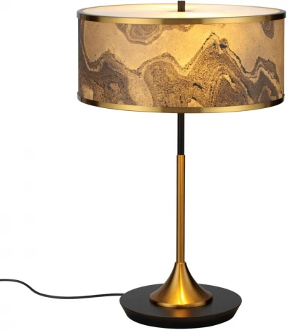 Настольная лампа Odeon Light Bergi 5064/2T античн.бронза/серо-беж./металл/натур.камен."шпон" E27 LED 2*10W (220V, выключатель, круглые)