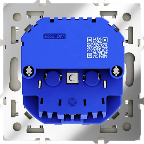 Розетка с заземлением, шторками и USBх2 (сталь) Voltum S70 VLS040405