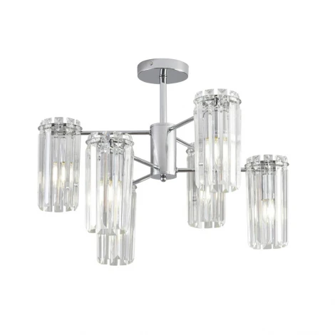Потолочная люстра на штанге с хрустальными подвесками Lumion Favla 8348/6C хром/прозрачный, металл/хрусталь E14 6*40W 220V