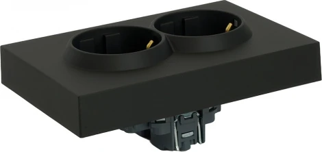 Розетка двойная с заземлением и шторками (черный) Stekker Эмили 49856