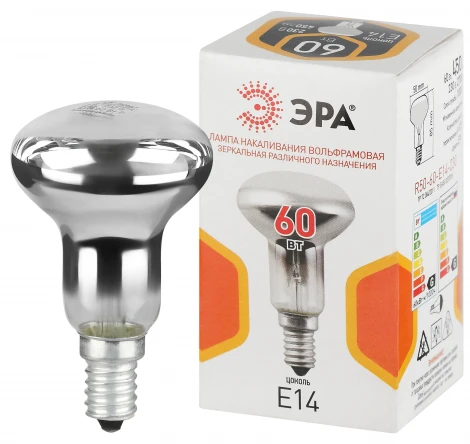 Лампочка накаливания E14 60 Вт ЭРА R50 R50-60-E14-230