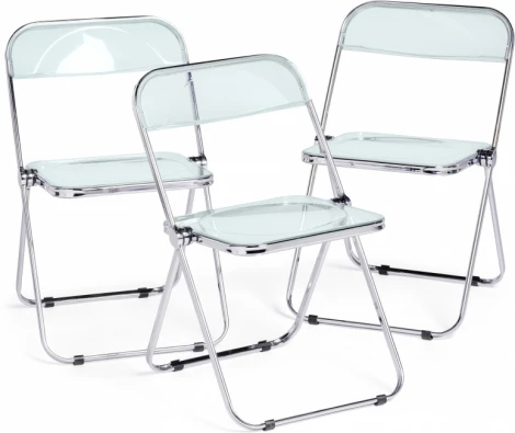 Пластиковый стул Woodville Fold складной clear gray-blue