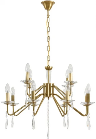 Подвесная люстра Lumion Suana 8319/12 шампань/прозрачный, металл/хрусталь E14 12*40W 220V (на цепи, подсвечник, свеча)