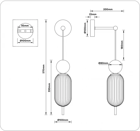 Бра Ambrella High Light LH53108 (220V, шар)