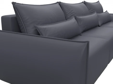 Диван угловой Лига-051 НПБ Лонг угол универсальный (ЛДСП,Брус,Фанера/Пластик/Экокожа/Серый) Лига Диванов 129893