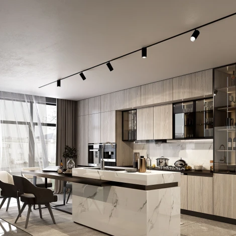 Трековый Wi-Fi светильник магнитный Elektrostandard Slim Magnetic 85197/01 20W 2700-6500K Dim R03 (черный) (LED, 48V, управление смартфоном, голосовое управление, умный дом - Minimir Home, круглые)