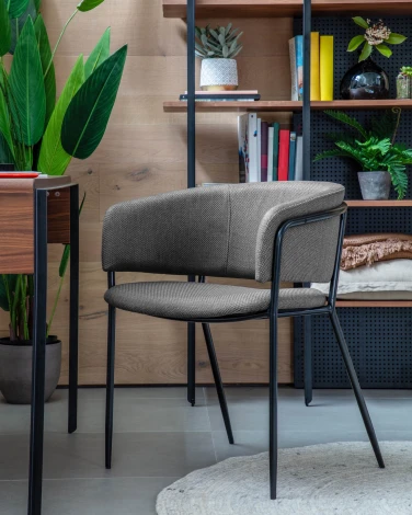 Обеденный стул La Forma (ex Julia Grup) Runnie (Серый/ Сталь,Фанера,Пена,Металл)