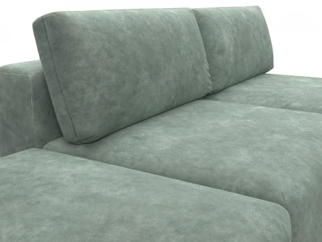 Диван угловой модульный с пуфом Лига-060 НПБ угол универсальный (ЛДСП,Брус,Фанера/Пластик/Велюр/Зеленый) Лига Диванов 129695