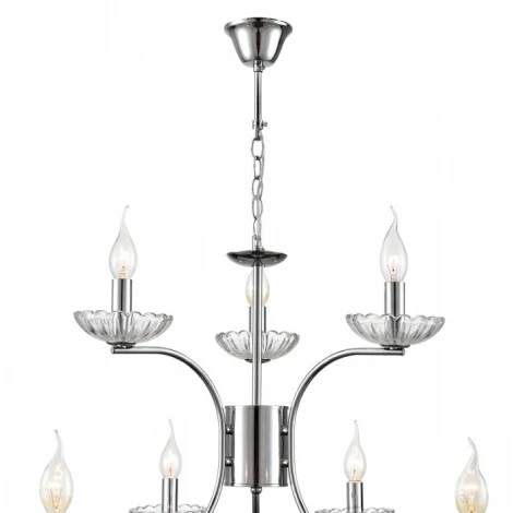 Подвесная люстра ярусная Lumion Lolina 8155/9 хром, металл/стекло Е14 9*40W 220V (на цепи, подсвечник, свеча)