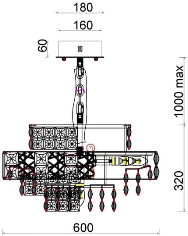 Подвесная люстра Fluorite Majeste FL1059-16P (220V, хрусталь, на цепи)