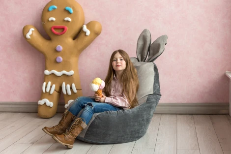 Кресло мешок Dreambag Зайчик Серый (Классический) 19192