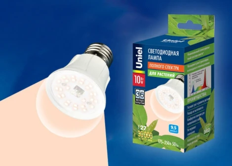 Лампочка светодиодная E27 10W шар прозрачная Uniel LED-A60-10W/SPFR/E27/CL PLP01WH