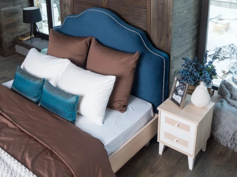 Кровать Queen II Victoria ОГОГО (арт.575774), (Ткань/Черный,Ясень Коимбра)