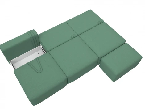 Диван прямой модульный с пуфом Лига-060 НПБ Лонг (ЛДСП,Брус,Фанера/Пластик/Рогожка/Зеленый) Лига Диванов 129712