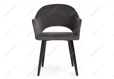 Стул Woodville на металлокаркасе Апри микровелюр графитовый / черный глянец 464178