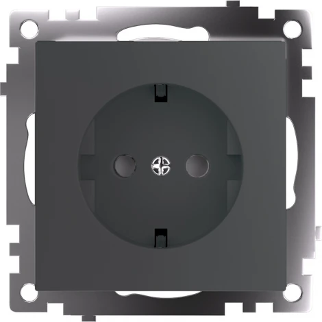 Розетка с заземлением и шторками (графит) Stekker Катрин 49423