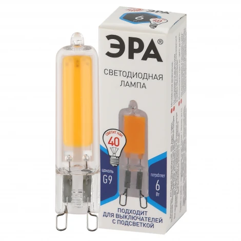 Лампочка светодиодная G9 6Вт ЭРА LED JCD-6W-GL-840-G9 LED JCD-6W-GL-840-G9