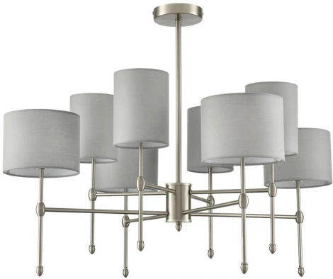 Потолочная люстра на штанге Lumion Latti 8262/8C металл/текстиль, никель/серый E14 8*40W 220V