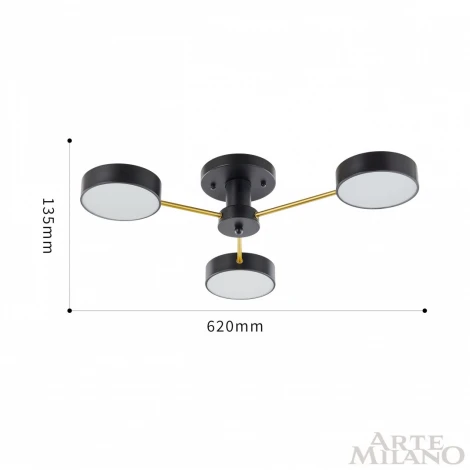 Потолочная люстра на штанге Arte Milano Ferrara 252006/3 Bk/Bk (LED, 220V, круглые)