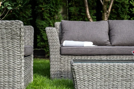 "Капучино" диван из искусственного ротанга (гиацинт) двухместный, цвет серый 4SIS арт.УТ-00003002