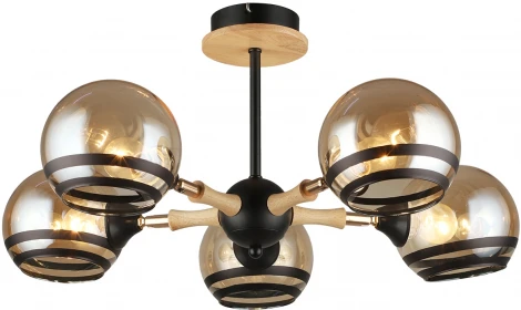 Потолочная люстра на штанге MD.4896-5-S BK+WOOD