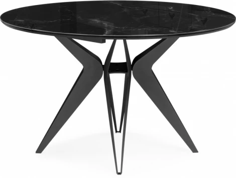 Стол стеклянный Notta Рикла 120(160) черный мрамор / черный арт.612858