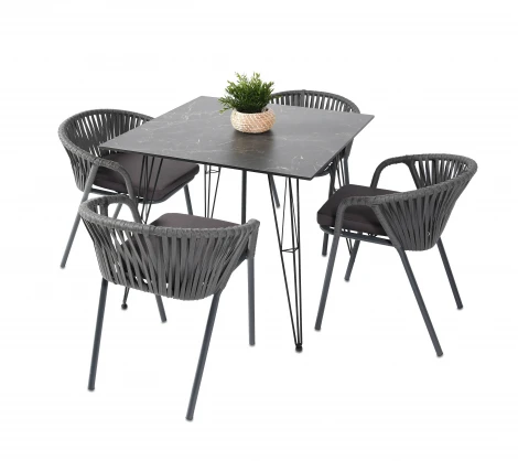 Обеденная группа на 4 персоны, плоский роуп, цвет темный 4SIS Женева Indoor-4SiS-2418