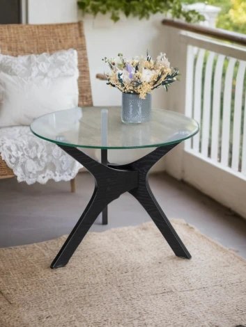 Стол журнальный Рилле 446 черный/стекло прозрачное Mebelik 009471
