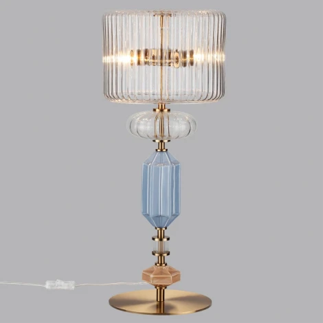 Настольная лампа с выключателем Odeon Light Terra 5414/2TA античная бронза/терракот/синий/металл/керамика E14 2*40W