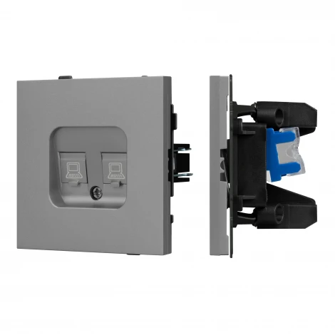 Механизм компьютерной розетки двойной SCT-TENDO-MPC2-PL-GR (RJ-45, CAT6) (Arlight, Графитовый) 054102