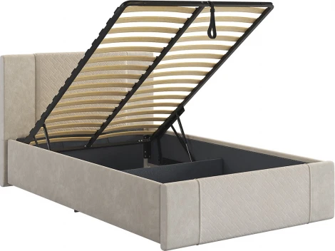 Кровать с подъемным механизмом Хлоя 120х200 см Mebelson (ДСП,Ткань/Кремовый) арт.ZP.KM1.2-24.2081