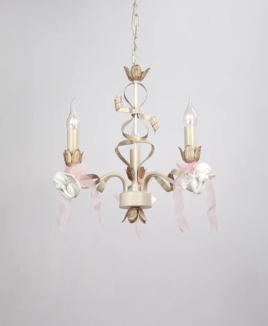 Подвесная люстра Lucia Tucci Angelo 147.3 Ivory (220V, на цепи, подсвечник, свеча, ленточки, ангелы)