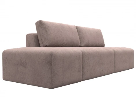 Диван прямой модульный с пуфом Лига-060 НПБ (ЛДСП,Брус,Фанера/Пластик/Велюр/Бежевый) Лига Диванов 129656