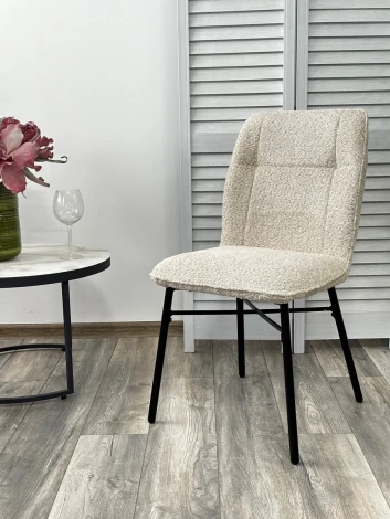 Стул COMO UF998-04 бежевый, букле / черный каркас / Товарный знак DISAUR