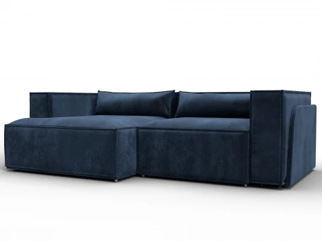 Диван угловой Лига-061 угол левый (ДСП,Брус,Фанера,Велюр/Синий) Лига Диванов 131151L