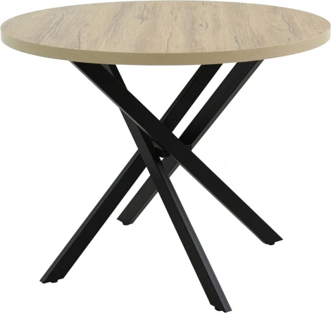 Стол Аврора Рига D950,Дуб Сильверджек Ореховый, Поненте/Чёрный