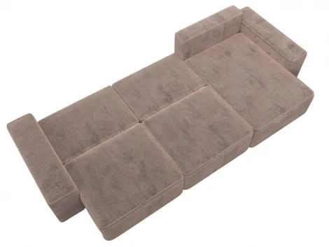 Диван угловой Лига-074 угол универсальный (ДСП/Пластик/Велюр/Бежевый) Лига Диванов 129867