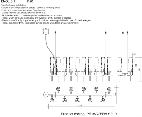 Подвесная люстра Crystal Lux PRIMAVERA SP10 CHROME