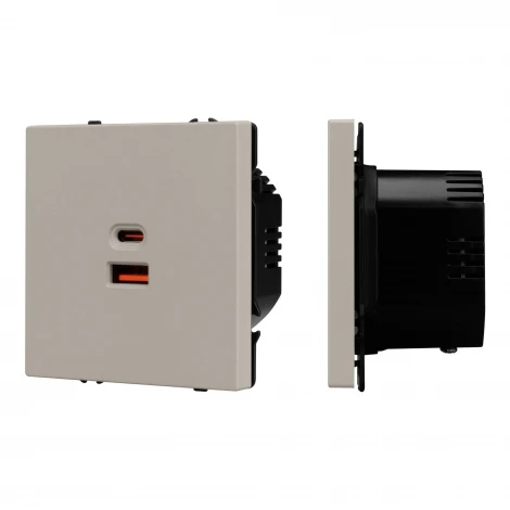 Розетка тип A+C софт-тач кашемир ARL NOBE USB SCT-MUAC-SFPL-FC-CA (65W, QC3) (Arlight,) 059446(1)