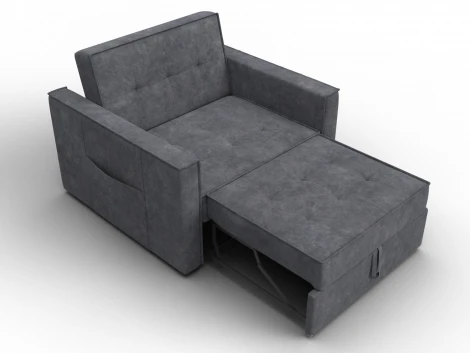 Кресло-кровать Лига-104 (80) (ЛДСП,Брус,Фанера,Велюр/Темно-серый) Лига Диванов 134848