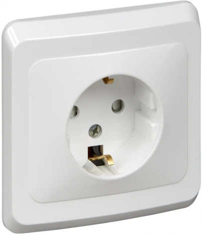 Розетка встраиваемая с заземлением и шторками (белый) Systeme Electric Этюд PC16-004B