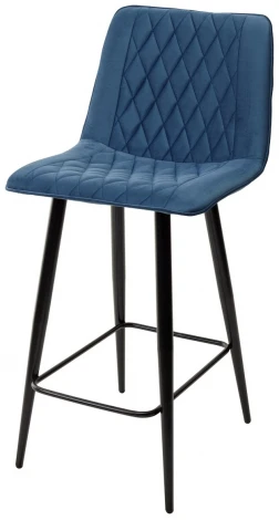 Полубарный стул Поль синий #29, велюр / черный каркас (H=66cm)
