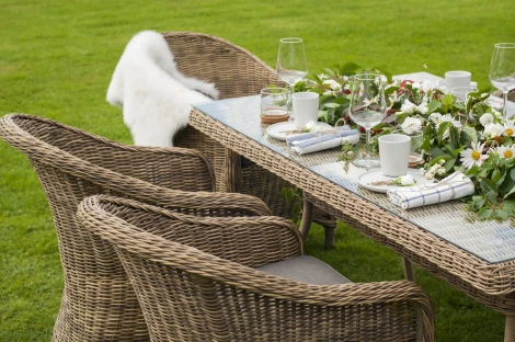 Плетеный стол из искусственного ротанга 200х90см, цвет соломенный 4SIS Латте YH-T4766G-2